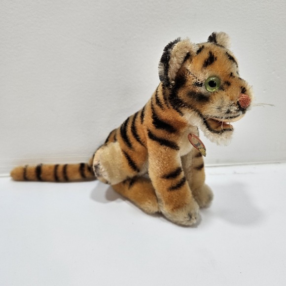 Vintage Steiff Bengal Tiger sitting Open Mouth Mohair Plush